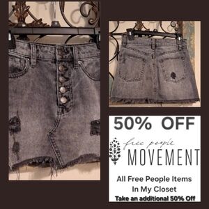 We The Free Gray Asymmetrical A-Line Mini Skirt Excellent condition NWOT Size 24